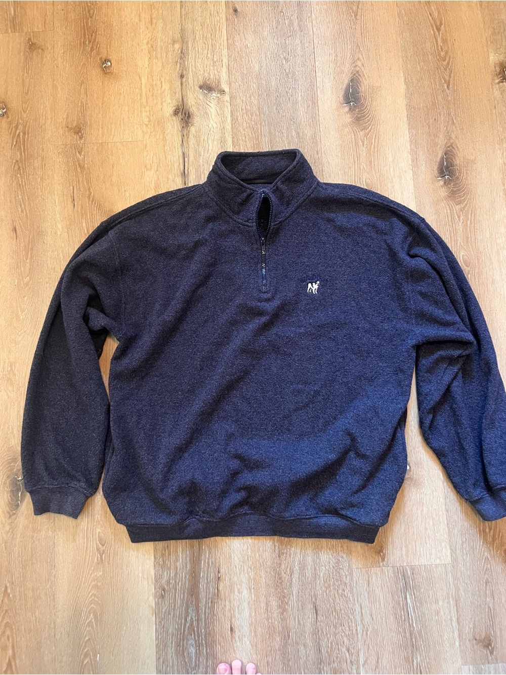 Vintage Bog Dog Large Men's Navy Half-Zip Sweater Pullover